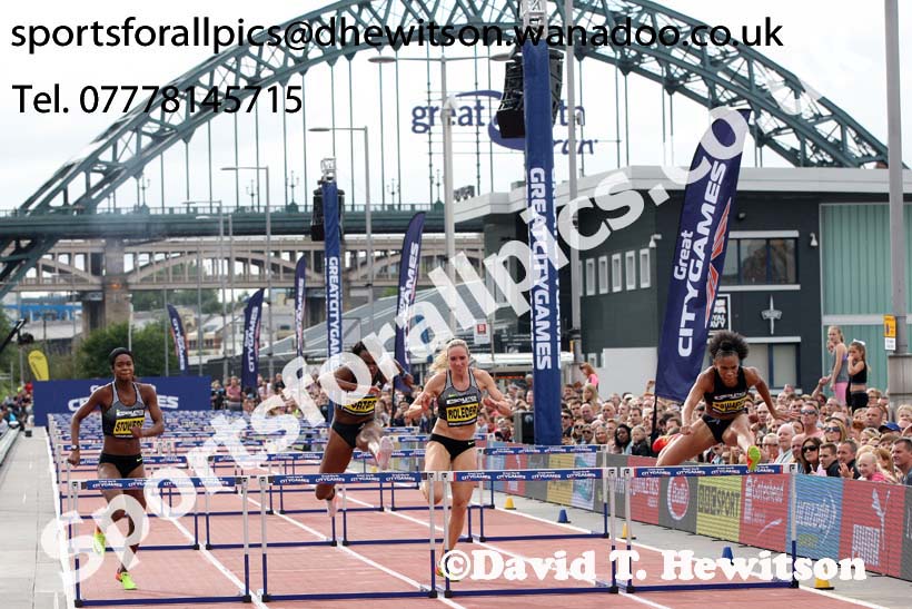 Womens 100 metres hurdles, The Great North CityGames. Photos: David T. Hewitson/Sports for All Pics
